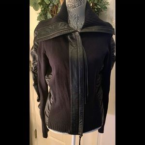 Express Sweater Jacket with Leather Trim Size L